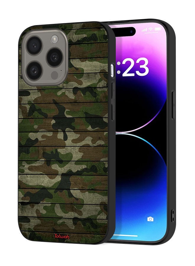 Tolwak غطاء حماية لجهاز آبل آيفون 15 برو ماكس بنمط خشبي تمويهي - Image 1