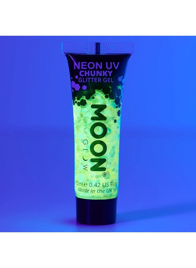 Moon Glow Neon Uv Chunky Glitter Gel Yellow - Image 4