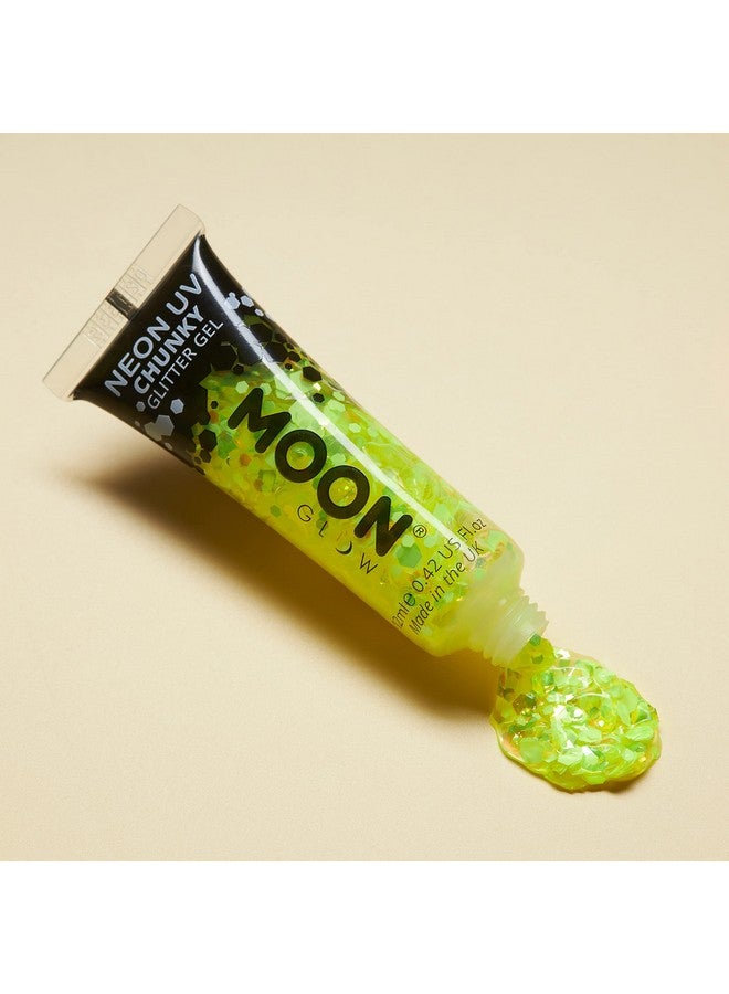 Moon Glow Neon Uv Chunky Glitter Gel Yellow - Image 5