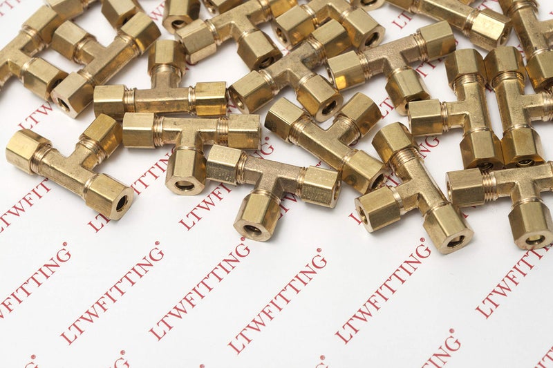LTWFITTING 1/4-Inch OD Compression Tee,Brass Compression Fitting(Pack of 5) - Image 2