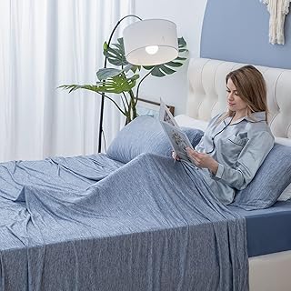 OMERAI Cooling Bed Sheets,Cool Sleeping Fitted Sheet Set,Cooling Blanket,Breathable & Cooling Sheets,4 Pcs -1 Cooling - Image 1