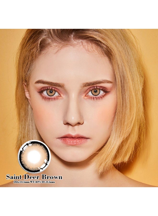 هابييمين عدسات لاصقة تجميلية سنوية للجنسين من سانيت دير بلون السكر البني، مجموعة تكبير مع علبة - Image 2