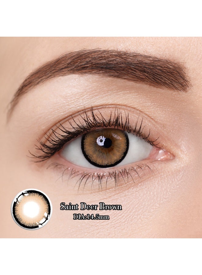هابييمين عدسات لاصقة تجميلية سنوية للجنسين من سانيت دير بلون السكر البني، مجموعة تكبير مع علبة - Image 5