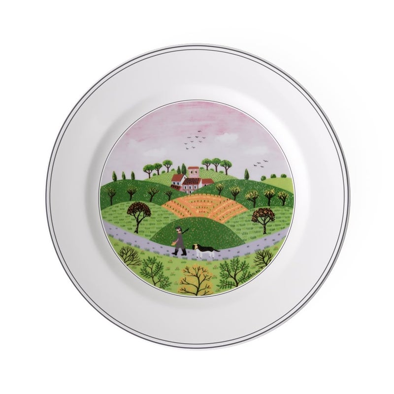 Villeroy & Boch Villeroy  Boch Design Naif Dinner Plate 6Hunter  Dog 105 in Premium Porcelain WhiteColorful 