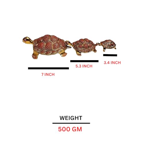 Salvus APP SOLUTIONS Handmade Metal Tortoise/Turtle Feng Shui Showpiece for Pooja, Temple, Office & Home Decor & Vastu, Symbol of Good Luck (Red & Gold) - Image 2