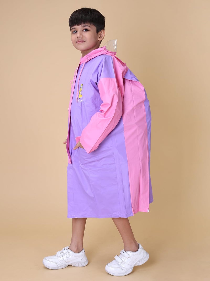 Rupa Rainwear for Kids, Waterproof PVC Standard Length Rain Jacket with Carry Bag, Pack of 1 Purple and Pink 9 Years-10 Years - Image 3