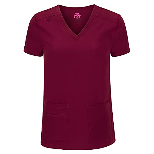 Natural Uniforms Women's Cool Stretch V-Neck Top and Cargo Pant Set (Burgundy, X-Large) - Image 2