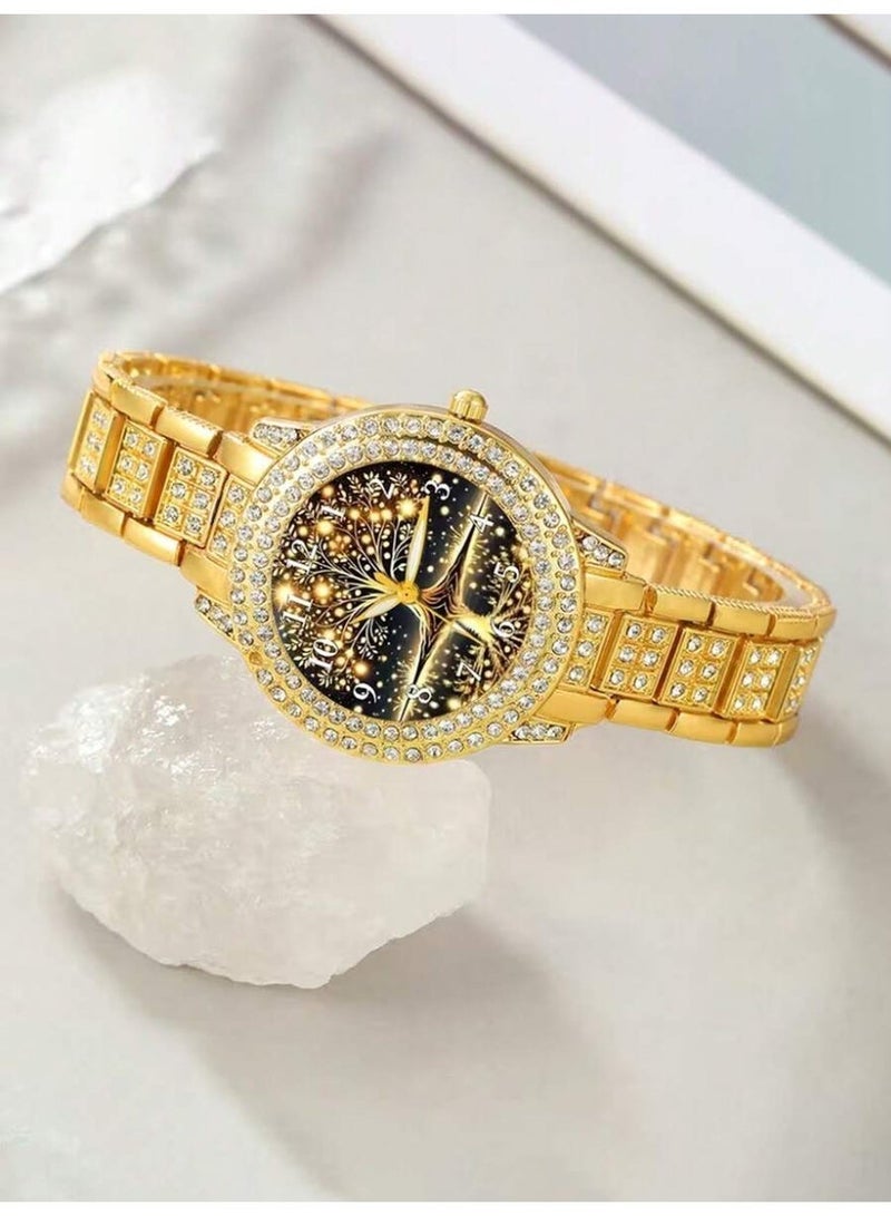 Luxury Women’s Quartz Watch Set Embellished with Crystals with Complete Jewelry Accessories – 6 Pieces - Image 4