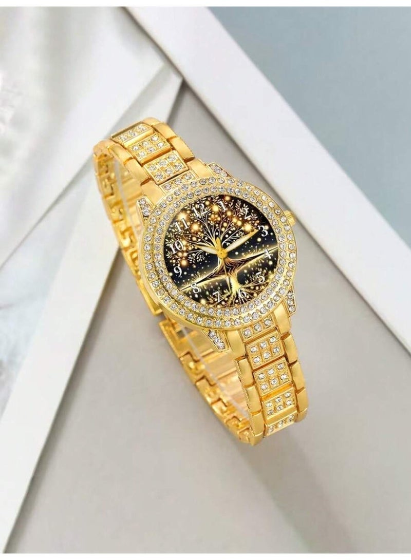 Luxury Women’s Quartz Watch Set Embellished with Crystals with Complete Jewelry Accessories – 6 Pieces - Image 5