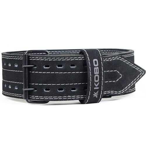 Kobo 10 mm Prong Gym Belt For Weight Lifting Fitness, Seude Leather, 4” Wide Back Support, 8 Adjustable Dual Holes, Powerlifting Bodybuilding Deadlift Squat Workout Strength Training, Men Women WTB-05 - Image 5