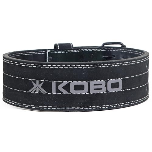 Kobo 10 mm Prong Gym Belt For Weight Lifting Fitness, Seude Leather, 4” Wide Back Support, 8 Adjustable Dual Holes, Powerlifting Bodybuilding Deadlift Squat Workout Strength Training, Men Women WTB-05 - Image 4
