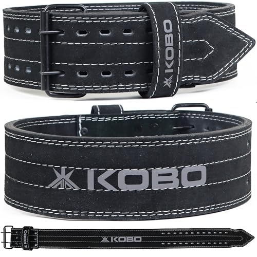 Kobo 10 mm Prong Gym Belt For Weight Lifting Fitness, Seude Leather, 4” Wide Back Support, 8 Adjustable Dual Holes, Powerlifting Bodybuilding Deadlift Squat Workout Strength Training, Men Women WTB-05 - Image 1