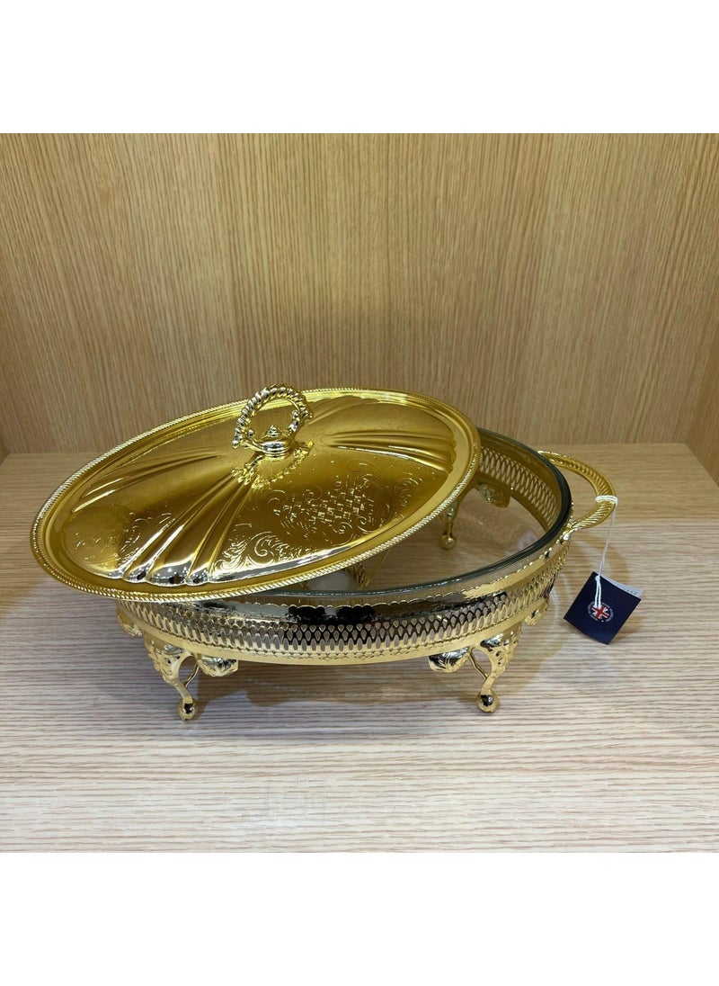 Gold Plated Oval Food Service with Heater 35 x 22 x 18.5 cm - pzsku/ZE45228D07A8DF23B1878Z/45/_/1725725021/18615e93-eee5-4962-aeb7-7d4c1ef22660