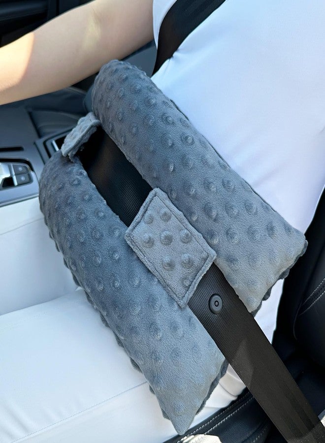 BNRendles Hysterectomy Seatbelt Pillow for Post Surgery, Hysterectomy Recovery Must Have, Abdominal Pillows with Ice/Hot Pocket Tummy Tuck Cushions Seat Belt Padding Protectors, Minky Dot Dark Gray - Image 1