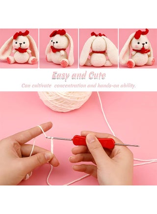 Kid’s Crochet Kit for Beginners, Crochet Starter Kit with Step-by-Step Video Tutorials, All in one Knitting Kit, Decorations DIY Gifts（White Rabbit） - view 3