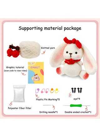 Kid’s Crochet Kit for Beginners, Crochet Starter Kit with Step-by-Step Video Tutorials, All in one Knitting Kit, Decorations DIY Gifts（White Rabbit） - view 2