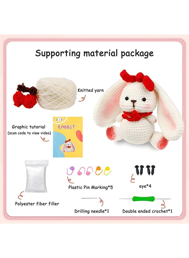 Lemon Kid’s Crochet Kit for Beginners, Crochet Starter Kit with Step-by-Step Video Tutorials, All in one Knitting Kit, Decorations DIY Gifts（White Rabbit） - Image 2