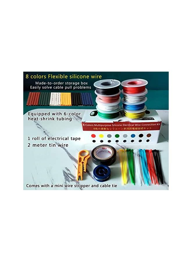 The Bros 22AWG Soft Silicone Electric Wire Cable Set High and Low Temperature Resistant 8 Colors Stranded Tinned Copper Wires for DIY, Lamps, Home Appliances, Batteries, Electronic, etc. (8x23 Feet)  - Image 3