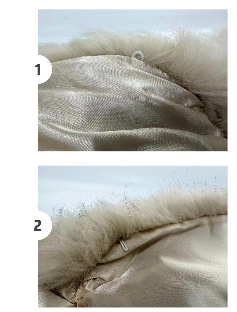 SAFERIN Women's Winter Faux Fake Fur Straight Wedding Halloween Party Custume Accessory Scarf Wrap Collar Shawl Shrug(Wrap-Beige) - Image 4