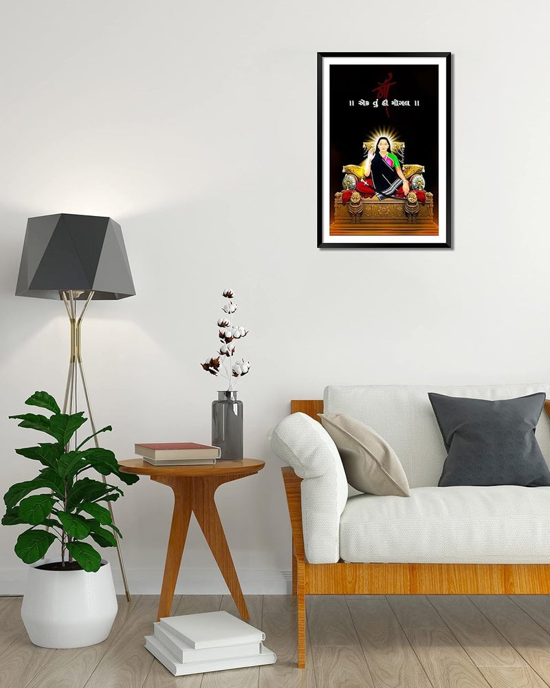 DBrush Mogal Maa Wall Frame Ek Tuhi Mogal Artwork Blessing Painting for Living room Office Home 14 x 20 Inch Large Size Synthetic wood Black Laminated Coated - Image 2