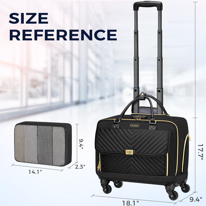 Ytonet Rolling Laptop Bag, Rolling Briefcase for Women with 4 Spinner Wheels, 17.3 Inch Briefcase for Women with Lock and Packing Cube, Laptop Bag with Wheels for Travel Work Business Teacher,Black - Image 5