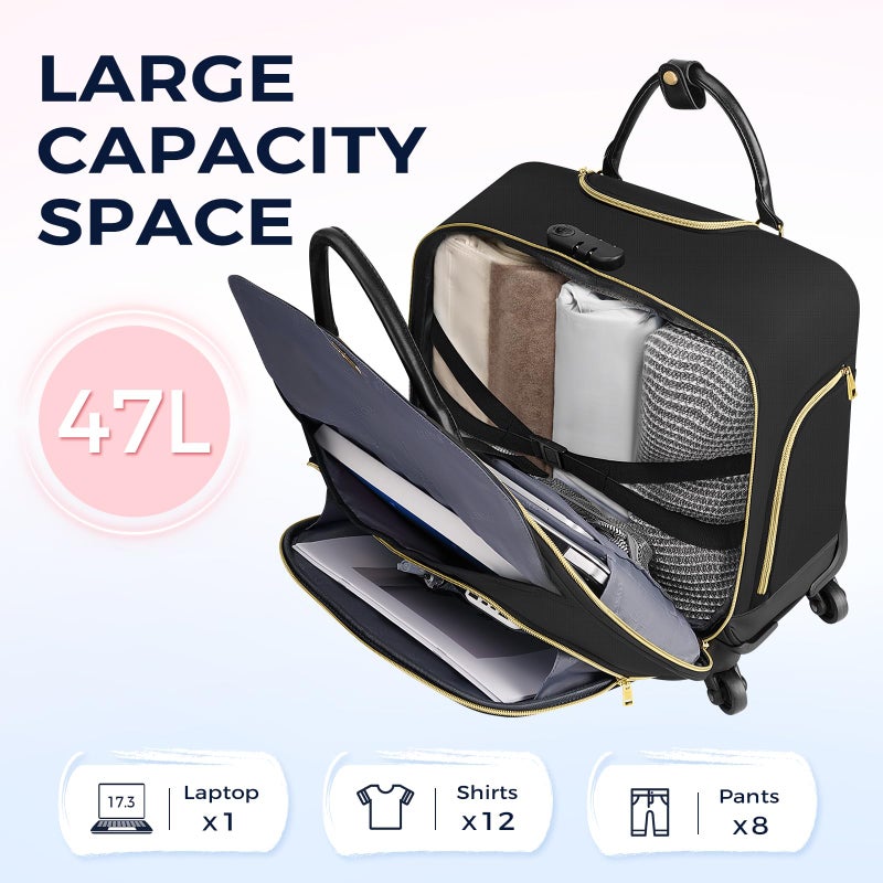 Ytonet Rolling Laptop Bag, Rolling Briefcase for Women with 4 Spinner Wheels, 17.3 Inch Briefcase for Women with Lock and Packing Cube, Laptop Bag with Wheels for Travel Work Business Teacher,Black - Image 4