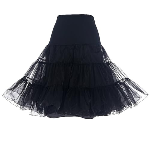 DRESSTELLS 50s Petticoat Skirt for Women Under Dress,Vintage Tulle Crinoline Underskirt,Retro Rockabilly Midi Tutu Skirts Slip 2025 Black L - Image 1