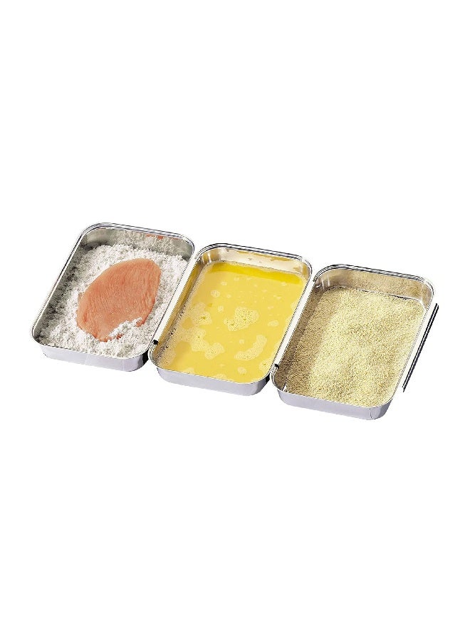 Küchenprofi Stainless Steel Breading Set, No Mess Linking, Overlapping Breading Trays, Set of 3 - Image 1