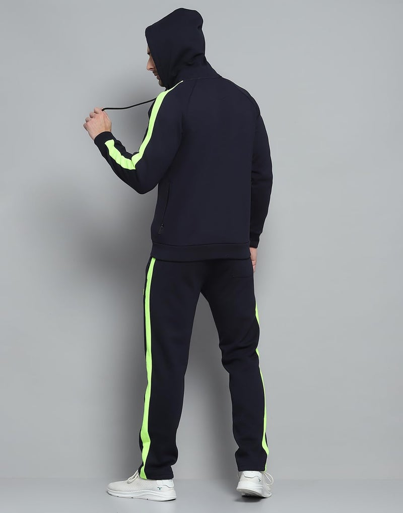 ROCKIT ROCK.IT Mens Solid Navy Blue Hooded Neck Full Sleeve Tracksuit 2240102455-2 - Image 5