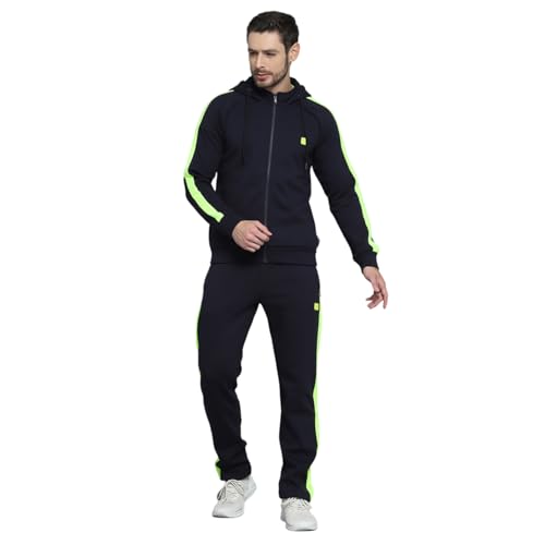 ROCKIT ROCK.IT Mens Solid Navy Blue Hooded Neck Full Sleeve Tracksuit 2240102455-2 - Image 1