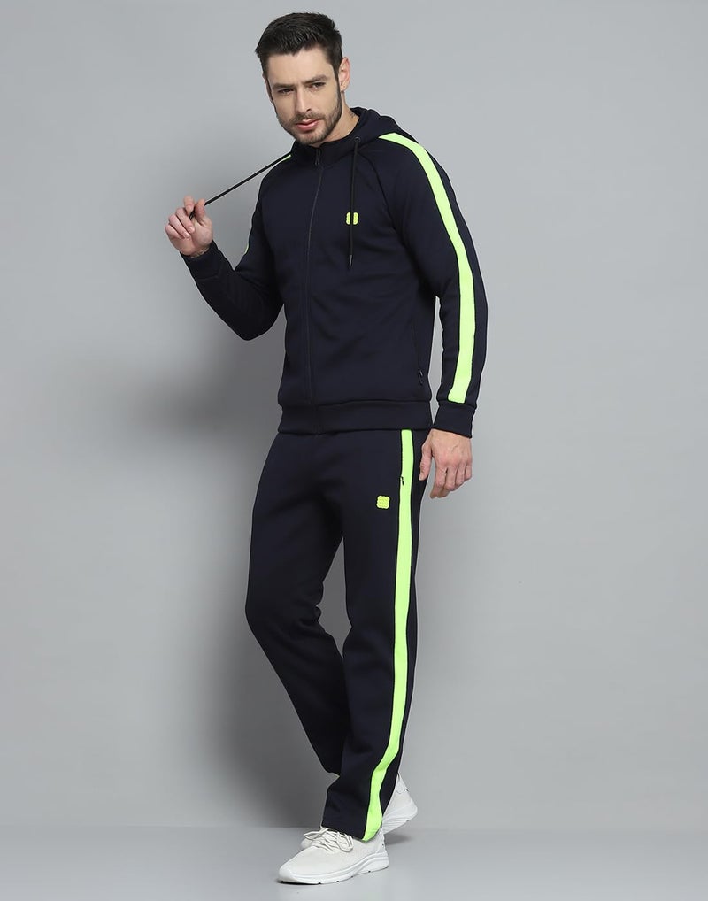 ROCKIT ROCK.IT Mens Solid Navy Blue Hooded Neck Full Sleeve Tracksuit 2240102455-2 - Image 3