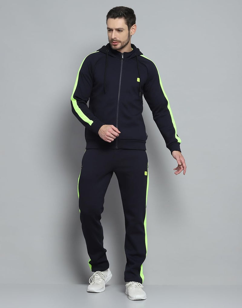 ROCKIT ROCK.IT Mens Solid Navy Blue Hooded Neck Full Sleeve Tracksuit 2240102455-2 - Image 2