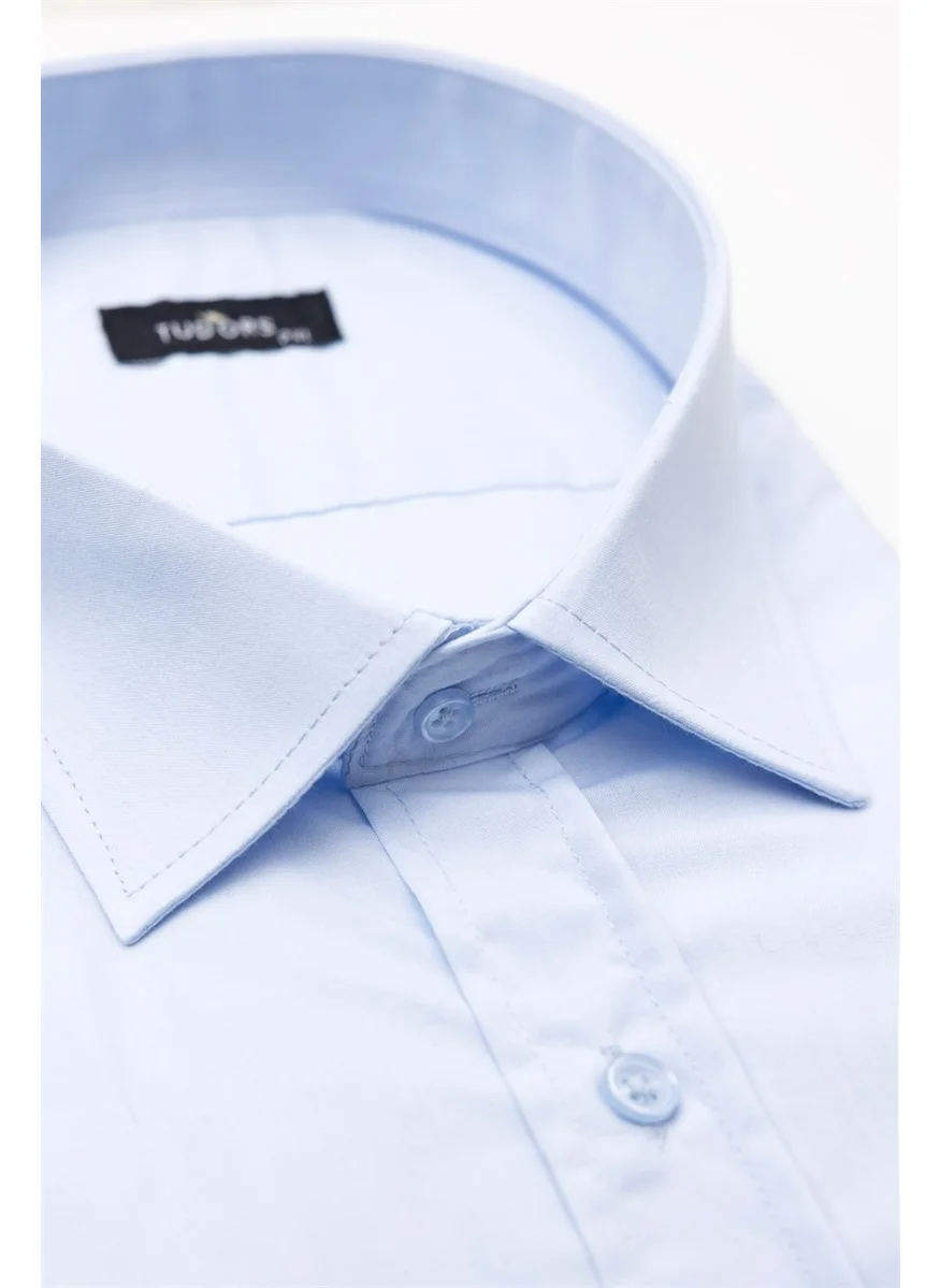 تودورس Plus Size Short Sleeve Plain Tie Holder Easy-Iron Men's Shirt
