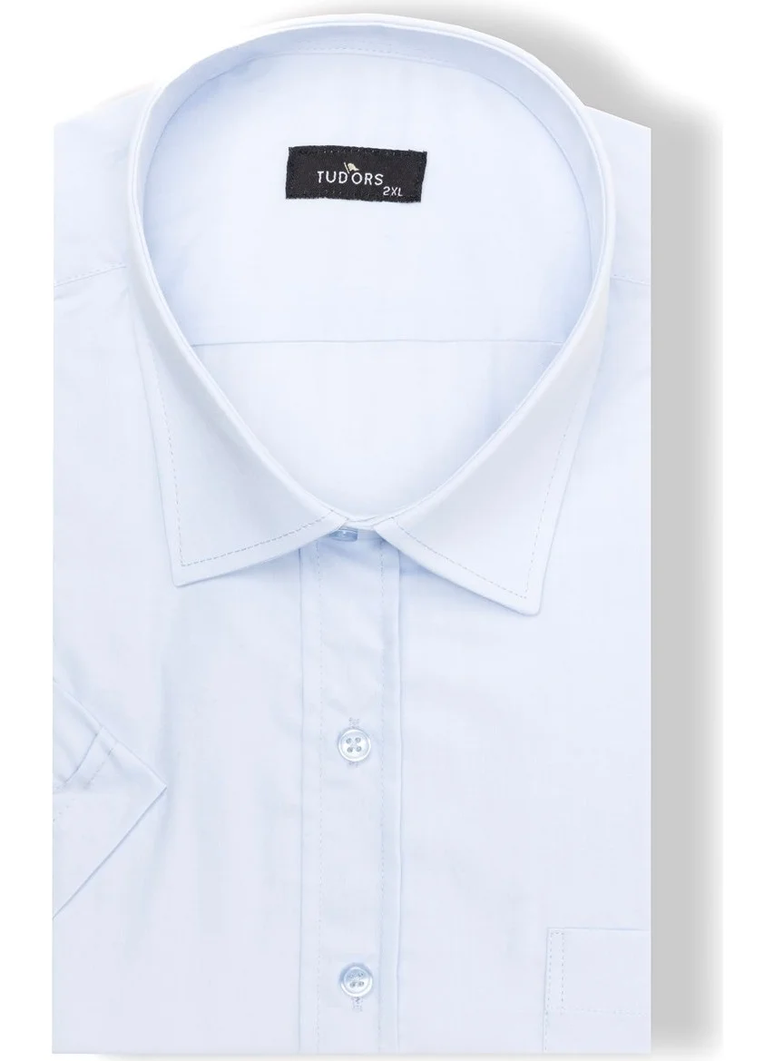 تودورس Plus Size Short Sleeve Plain Tie Holder Easy-Iron Men's Shirt