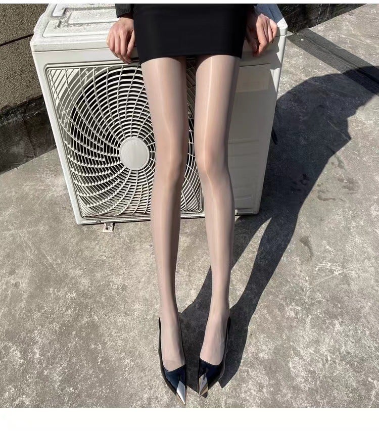 Spring and summer 5D ultra-thin bright durable horse oil socks womens stockings anti-hook steel stockings pantyhose light leg artifact White - Image 3