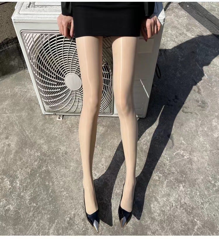 Spring and summer 5D ultra-thin bright durable horse oil socks womens stockings anti-hook steel stockings pantyhose light leg artifact White - Image 2