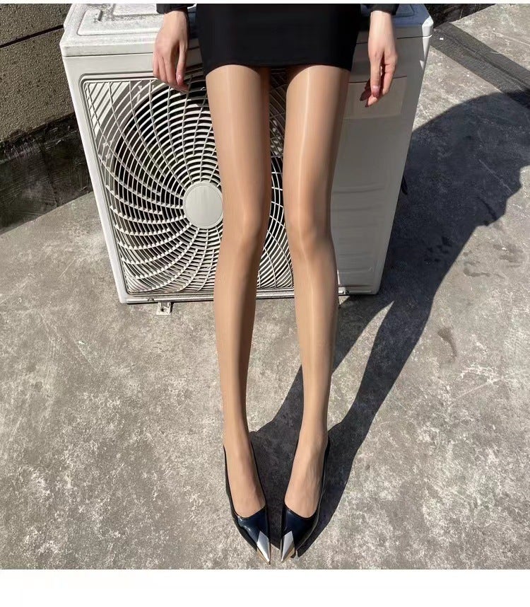 Spring and summer 5D ultra-thin bright durable horse oil socks womens stockings anti-hook steel stockings pantyhose light leg artifact White - Image 5