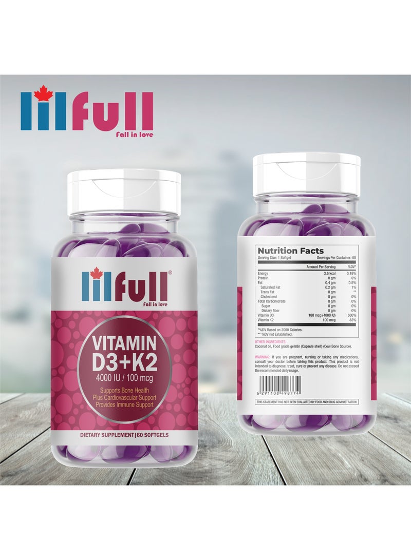 Lilfull Vitamin D3 + K2 4000 IU / 100 mcg – 60 Softgels - Image 3