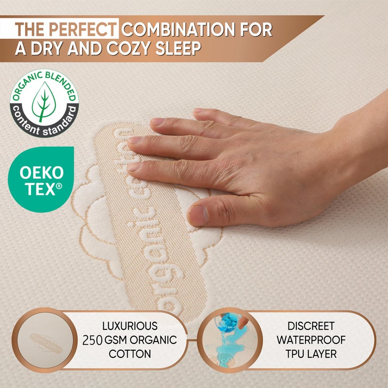 MATTSHIELD ORIGINAL Waterproof Organic Mattress Protector Twin Size â€“ Soft OCS Certified Organic Cotton Surface Mattress Cover â€“ Noiseless & Breathable 250 GSM Mattress Pad â€“ Deep Pocket Fitted Design - Image 3