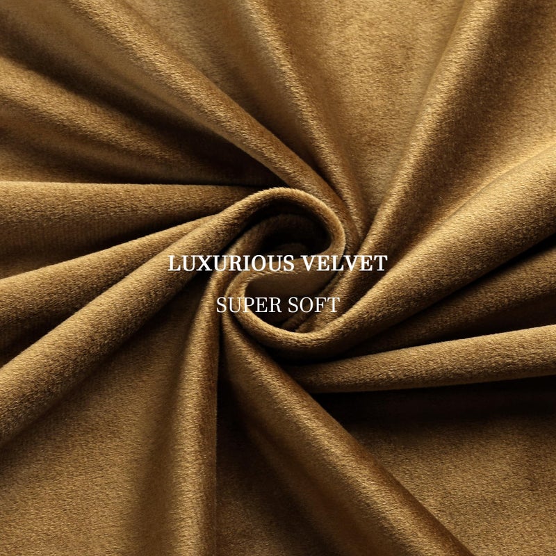 Dchola Gold Brown Velvet Curtains for Bedroom Window  Super Soft Vintage Luxury Heavy Drapes  Room Darkening Rod Pocket Curtain for Living Room  W52 by L108 inches  2 Panels - Image 2