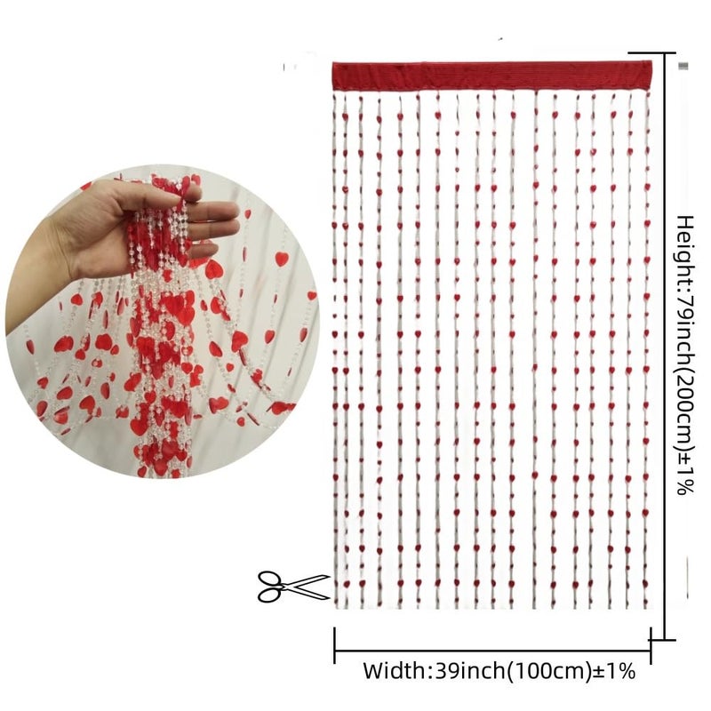 ave split Beaded Curtain Doorways Acrylic Hanging Heart Shape Door Beads String Curtains Tassel Room Divider Screen Decor for Doorway Window Living Room Wedding (043 red Heart, 39 inch x 78.7 inch) - Image 4