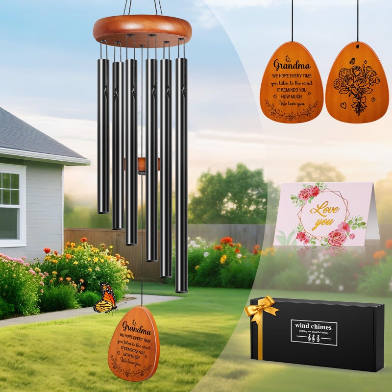 Winzwon Memorial Sympathy Wind Chimes for Loss of Loved One, Winzwon Wind Chimes for Outside, Bereavement Sympathy Memorial Gifts for Loss of Mom Dad Husband Condolence Remembrance, Garden Patio Balcony Decor - Image 1