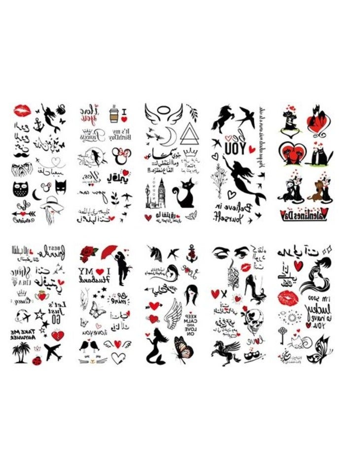 PROMASS Temporary Tattoo Cute Star Tattoo Sticker Love Women Body Finger Art Waterproof Tatoo 10 Sheets - Image 1