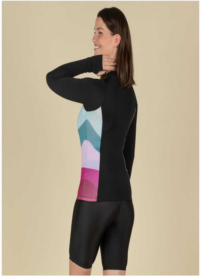 NABAIJI NABAIJI by DECATHLON, Women Swimming Top Una Rainbow Quick-Dry & Stretchable Black  - Image 2
