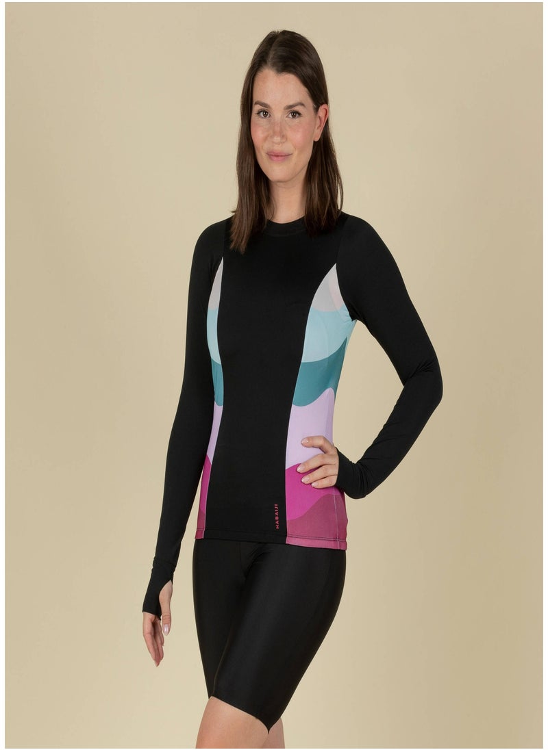 NABAIJI NABAIJI by DECATHLON, Women Swimming Top Una Rainbow Quick-Dry & Stretchable Black  - Image 1