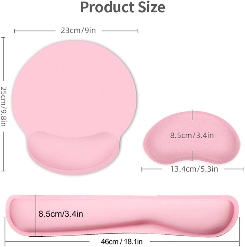 Ergonomic Memory Foam Keyboard Wrist Rest,Wrist Rest for Computer Keyboard,Mouse Wrist Rest Mouse Pad Set with Fabric Anti Slip Rubber Base for Office (Pink) - Image 3