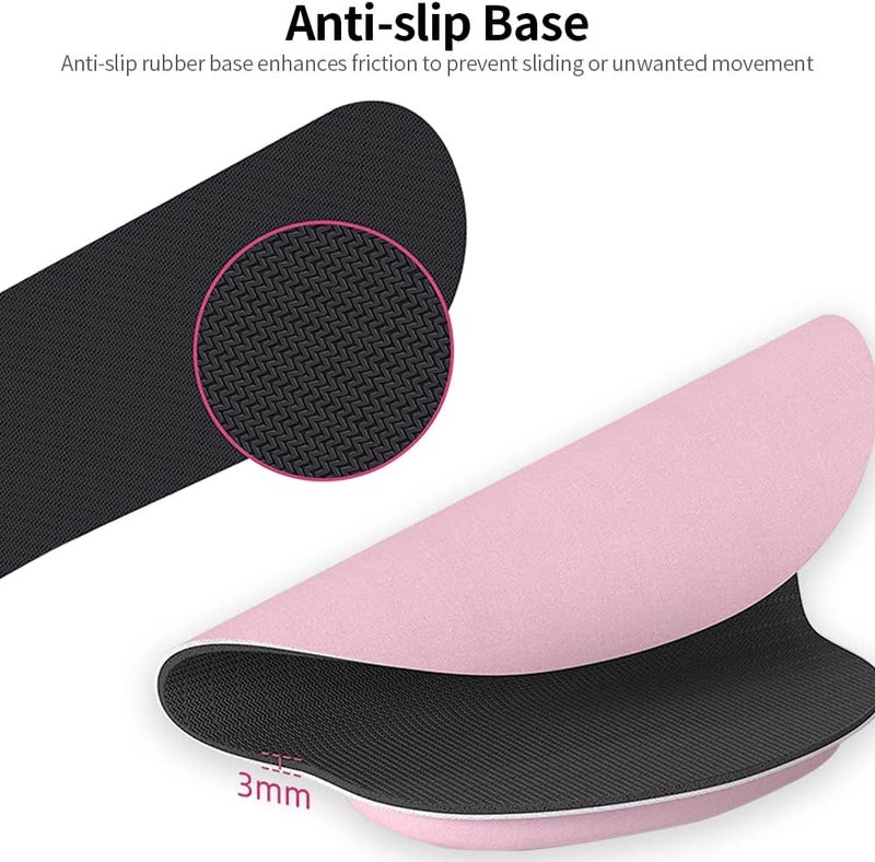 Ergonomic Memory Foam Keyboard Wrist Rest,Wrist Rest for Computer Keyboard,Mouse Wrist Rest Mouse Pad Set with Fabric Anti Slip Rubber Base for Office (Pink) - Image 4