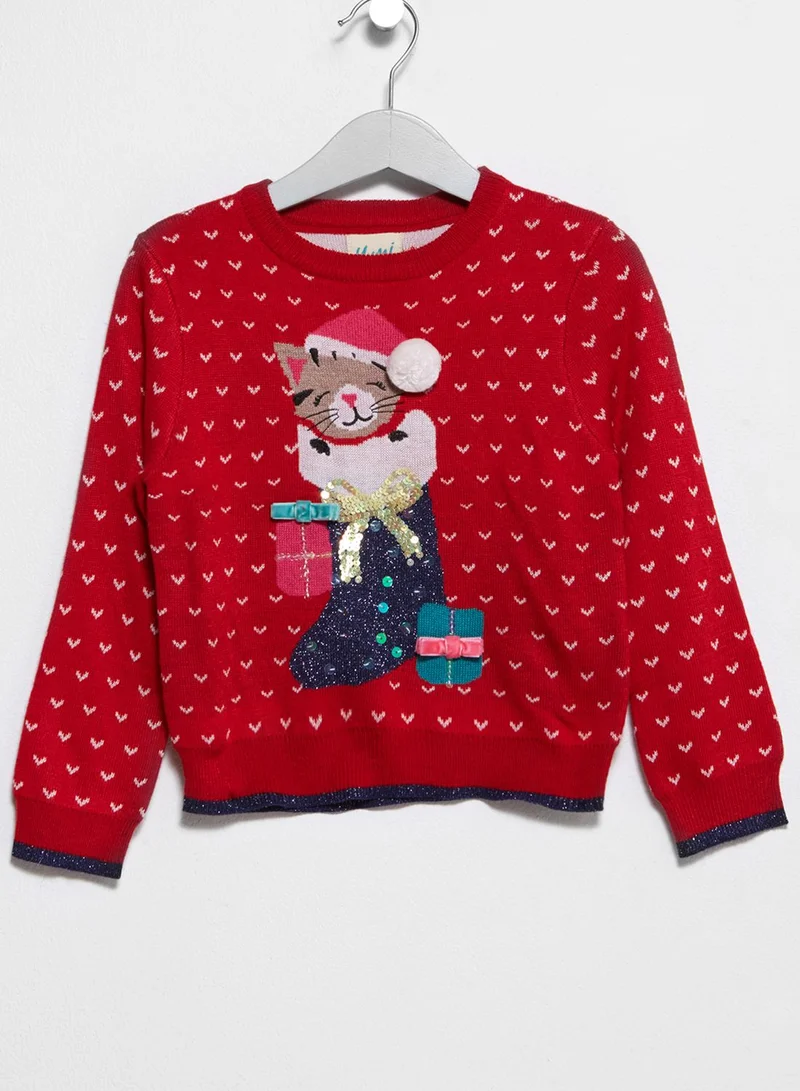 Yumi Girls Tween Kitten Christmas Sweater