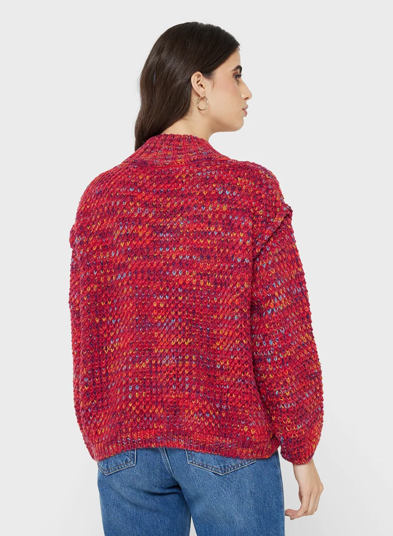 Ginger High Neck Marled Sweater