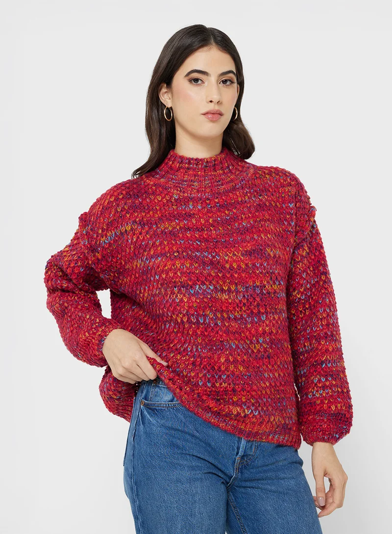 Ginger High Neck Marled Sweater